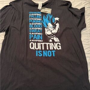 Black Graphic T-Shirt with Blue and White Design